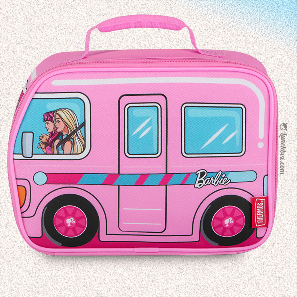 Barbie, Bags, Nwt Mattel Barbie Thermos Kids Insulated Lunch Box Bag Van  Camper Car Pink Rare